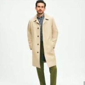 A24 Brooks‎ Brothers Mens 42R Khaki Cotton Trench Coat Jacket Made In USA